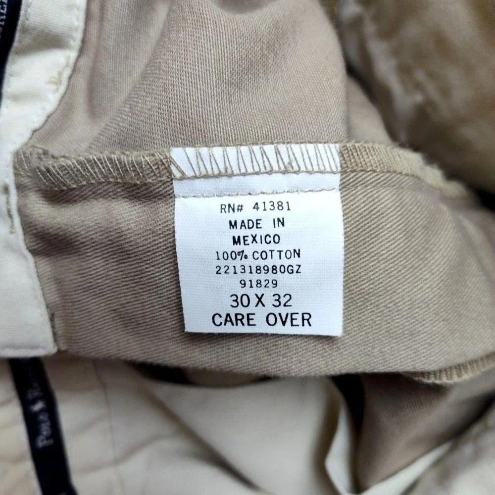Vintage Polo Ralph Lauren Pants Mens 30x28 Beige Chino Pleated Straight Classic